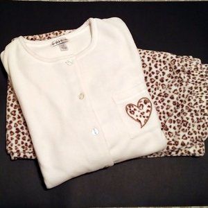 NEW Leopard & Cream Fleece Pajama Set, L